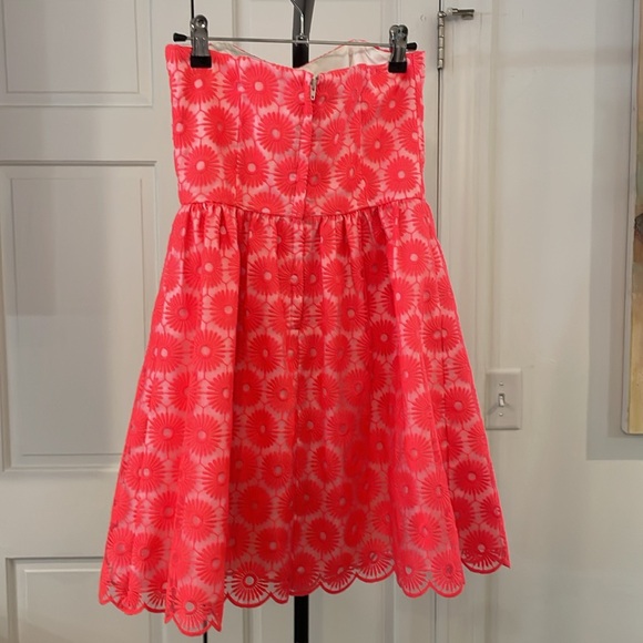 EEUC Lilly Pulitzer fiesta pink pinwheel organza Payton cocktail dress strapless - Picture 3 of 5